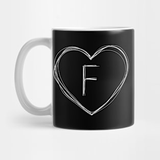 Letter F with heart frame in lineart style Mug